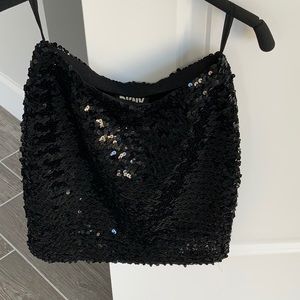 DKNY Black sequin mini skirt